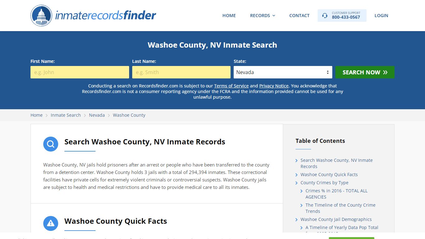 Washoe County, NV Inmate Lookup & Jail Records Online